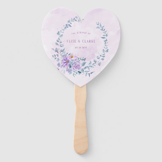 Periwinkle Lila Peony Wreath Weddenschap Custom Handwaaier (Voorkant)
