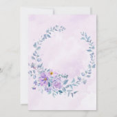 Periwinkle Lila Peony Wreath Wedding Shower Kaart (Achterkant)