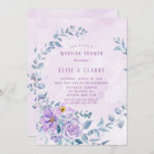 Periwinkle Lila Peony Wreath Wedding Shower Kaart (Voorkant / Achterkant)