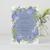 Periwinkle Lush Botanical Wedding Kaart (Staand voorkant)