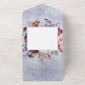 Periwinkle Maroon & Blush Rustic Floral QR Code All In One Uitnodiging (Buitenkant)