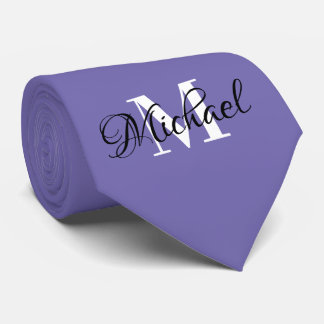 Periwinkle met monogram stropdas