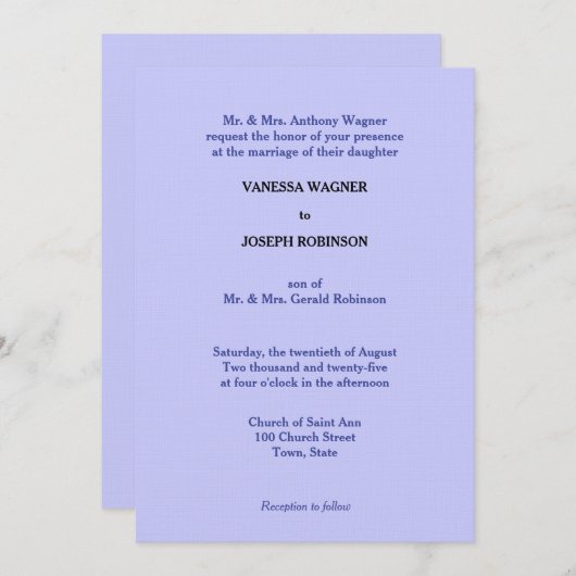 Periwinkle Monogram bruiloft Kaart (Voorkant / Achterkant)