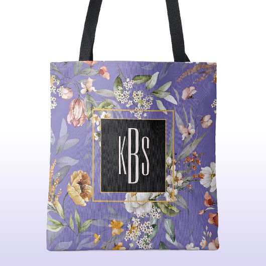 Periwinkle Monogram Fine Art Bloemen Schouderschou Draagtas