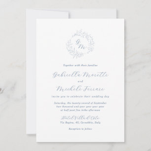 Periwinkle Monogram Fotobruiloft met RSVP Kaart