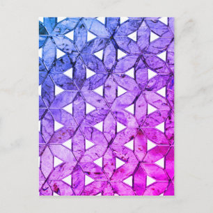 Periwinkle Mosaic Flower of Life Briefkaart