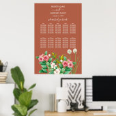 Periwinkle Oranje Terracotta Wedding Seding Chart Poster (Thuiskantoor)
