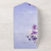 Periwinkle Paars Boho Floral Dinner All In One Uitnodiging (Buitenkant)