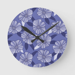 Periwinkle Paarse Floral Pattern Ronde Klok
