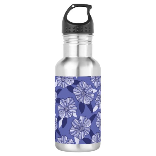 Periwinkle Paarse Floral Pattern Waterfles (Voorkant)
