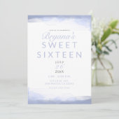 Periwinkle Paarse Waterverf Modern Chic Sweet 16 Kaart (Staand voorkant)