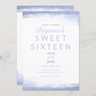 Periwinkle Paarse Waterverf Modern Chic Sweet 16 Kaart