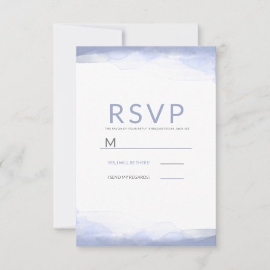 Periwinkle Paarse Waterverf Modern Wedding RSVP (Voorkant)