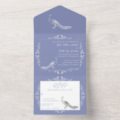 Périwinkle Peacock fleurit tout en une invitation (À l'intérieur)