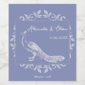 Périwinkle Peacock Flourdissant Mariage Étiquette  (Étiquettes simples)