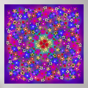 Periwinkle, Pink en Blue Boho Flowers Poster