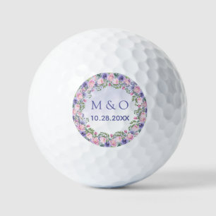 Periwinkle Pink Waterverf Floral Wedding Favor Golfballen