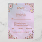  Periwinkle Pioen Folie RSVP Respons Kaart (Voorkant)