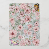  Periwinkle Pioen Folie RSVP Respons Kaart (Achterkant)