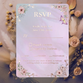 Periwinkle Pioen Folie RSVP Respons Kaart