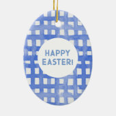 Periwinkle plaid patroon pasta keramisch ornament (Achterkant)