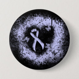 Periwinkle Ribbon Grunge Heart Ronde Button 7,6 Cm