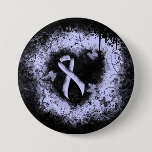 Periwinkle Ribbon Grunge Heart Ronde Button 7,6 Cm