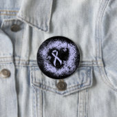 Periwinkle Ribbon Grunge Heart Ronde Button 7,6 Cm (In situ)