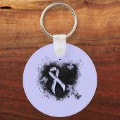 Periwinkle Ribbon Grunge Heart Sleutelhanger (Voorkant)