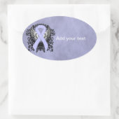 Periwinkle Ribbon met Wings Ovale Sticker (Tas)