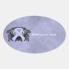 Periwinkle Ribbon met Wings Ovale Sticker