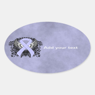 Periwinkle Ribbon met Wings Ovale Sticker