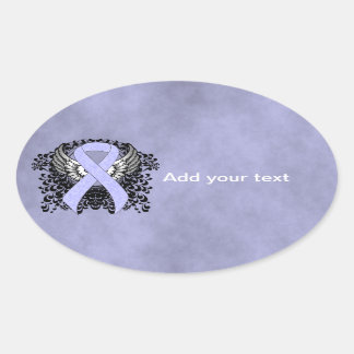 Periwinkle Ribbon met Wings Ovale Sticker