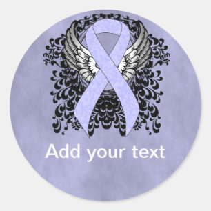 Periwinkle Ribbon met Wings Ronde Sticker