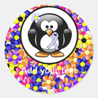 Periwinkle Ribbon Penguin Ronde Sticker