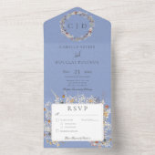 Periwinkle Romantic Wildflower All In One Uitnodiging (Binnen)