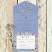 Periwinkle Romantic Wildflower All In One Uitnodiging