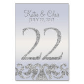 Periwinkle Silver Glitter Look Tafelnummers-22 Kaart (Achterkant)
