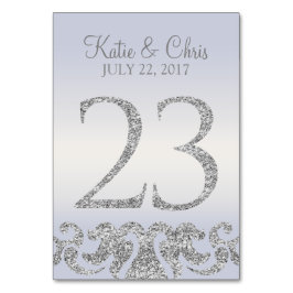 Periwinkle Silver Glitter Look Tafelnummers-23 Kaart
