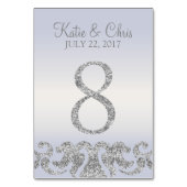 Periwinkle Silver Glitter Look Tafelnummers-8 Kaart (Achterkant)