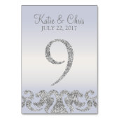 Periwinkle Silver Glitter Look Tafelnummers-9 Kaart (Achterkant)