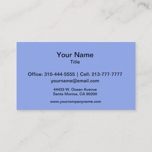 Periwinkle Solid Color Visitekaartje (Achterkant)