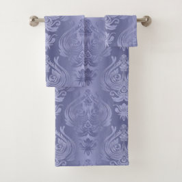 Periwinkle Steel Floral Lace Damask Bad Handdoek