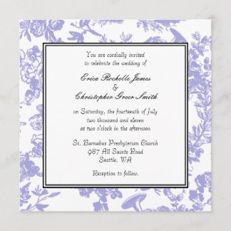 Periwinkle Toile Wedding Invitation Kaart
