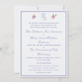 Periwinkle Two Hearts Catholic Wedding Invitation Kaart (Voorkant)