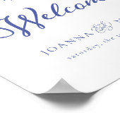 Périwinkle Vintage Monogram Crest Affiche de bienv (Coin)