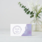 Periwinkle Waterverf Elegant Circle QR Code Visitekaartje (Staand voorkant)