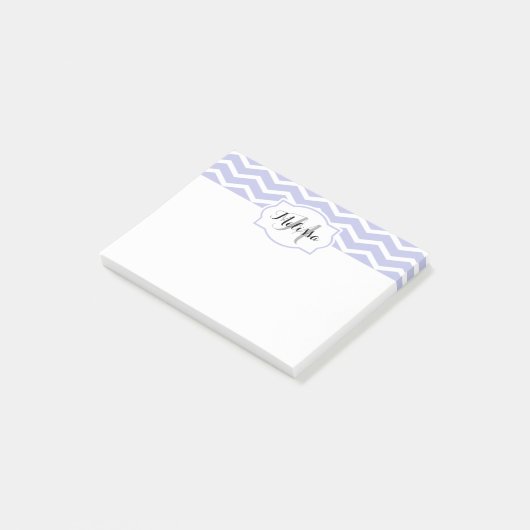 Periwinkle White Chevron Name Monogramed Post-it® Notes (Schuin)