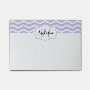 Periwinkle White Chevron Name Monogramed Post-it® Notes