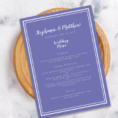 Periwinkle & White Wedding Simple Chic Menu